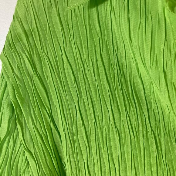 Womens Cato Crepey‎ V Neck Button Shirt 3/4 Sleeve Green L Polyester - Picture 6 of 10